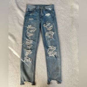 American Eagle Outfitters Distressed Medium-Wash High-Waisted Jeans - Size 2